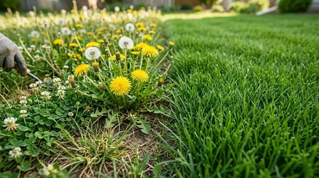 lawn weed overgrowth