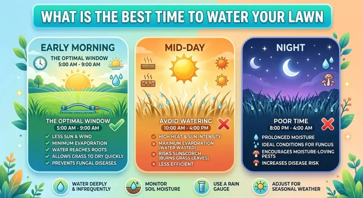 best time to water lawn